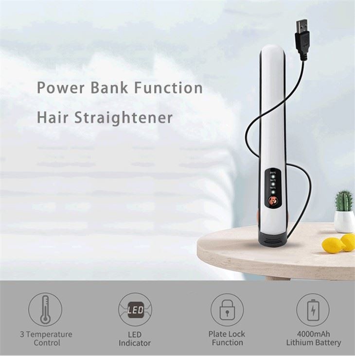 Alisador de cabelo sem fio USB
